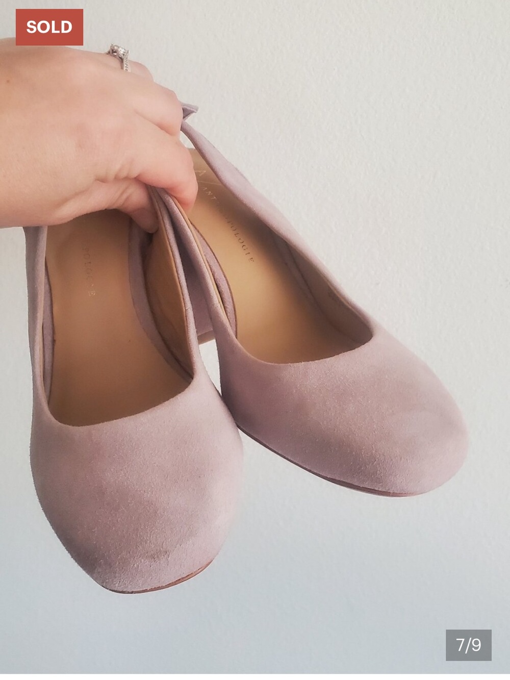 Anthropologie Lavender Knot Slingback Block Heels Suede Women's Size 6m - Picture 6 of 6